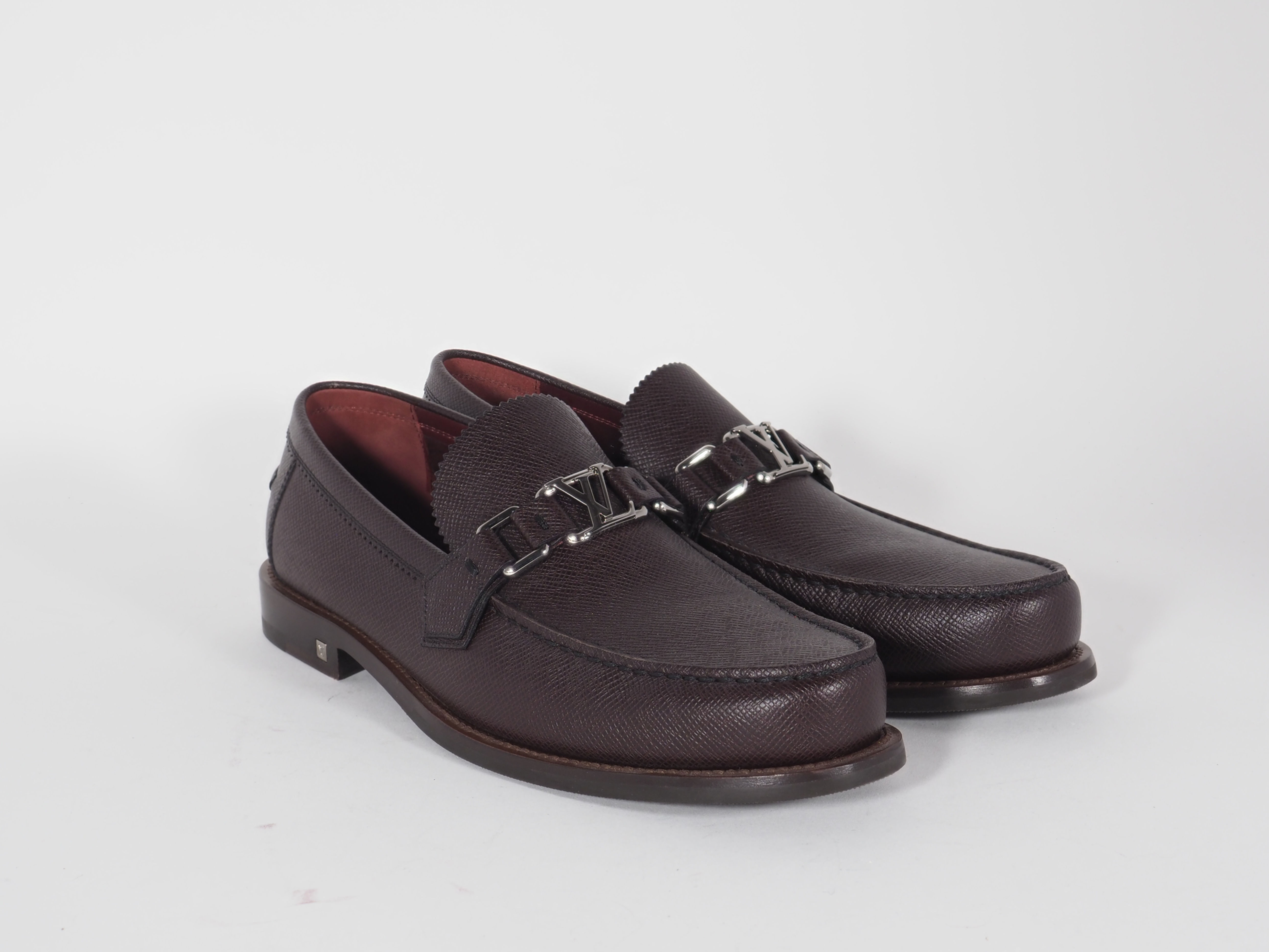 Louis Vuitton Brown Taiga Leather LV Bit Loafers Dress Shoes 7.5