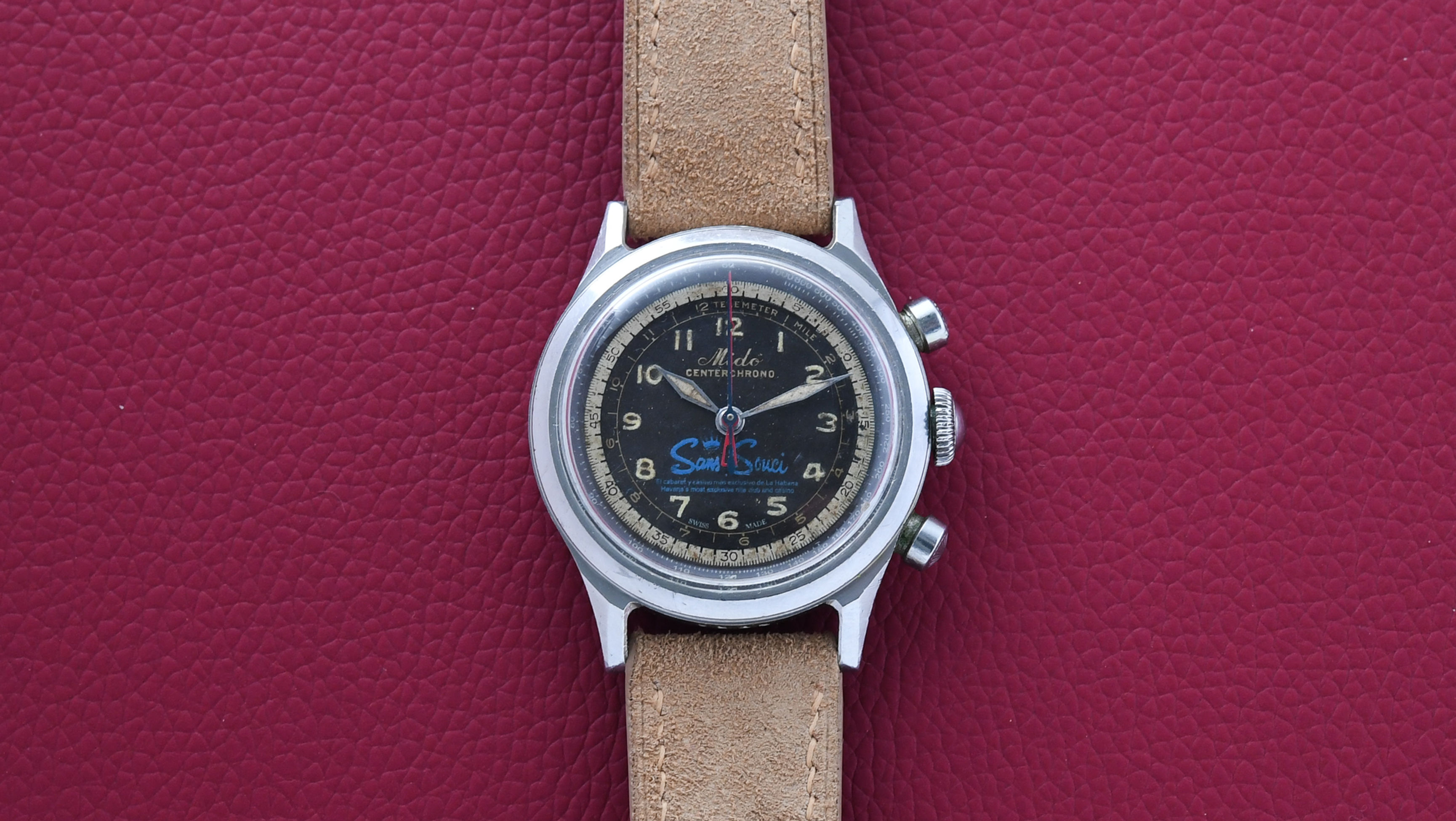 Mido Centerchrono Black Gilt Dial for Sans Souci Cuban Cabaret