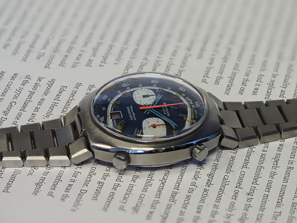 Thumbnail: Breitling Transocean Chrono-Matic 2129 Blue Dial Cal 12 Clean Dial
