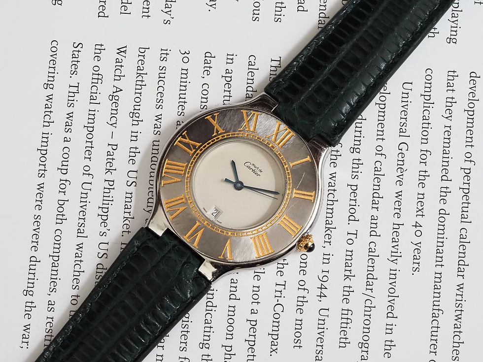 Thumbnail: Cartier Must 21 Watch 9011 Quartz Date Mens 35mm