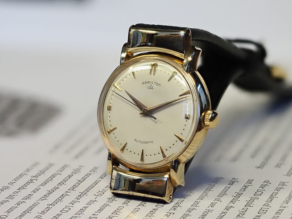 Miniature : Hamilton CLD Hooded Lugs 14k Gold Automatic 33mm 1953-54