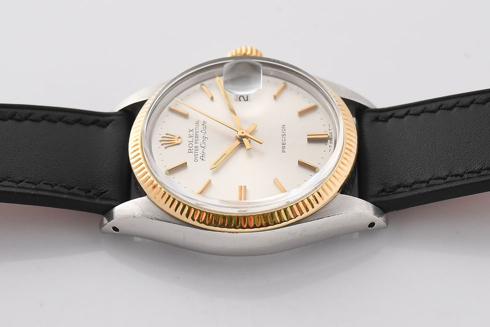 Miniature : Rolex Air King Date 5701 Two Tone Silver Dial 1973