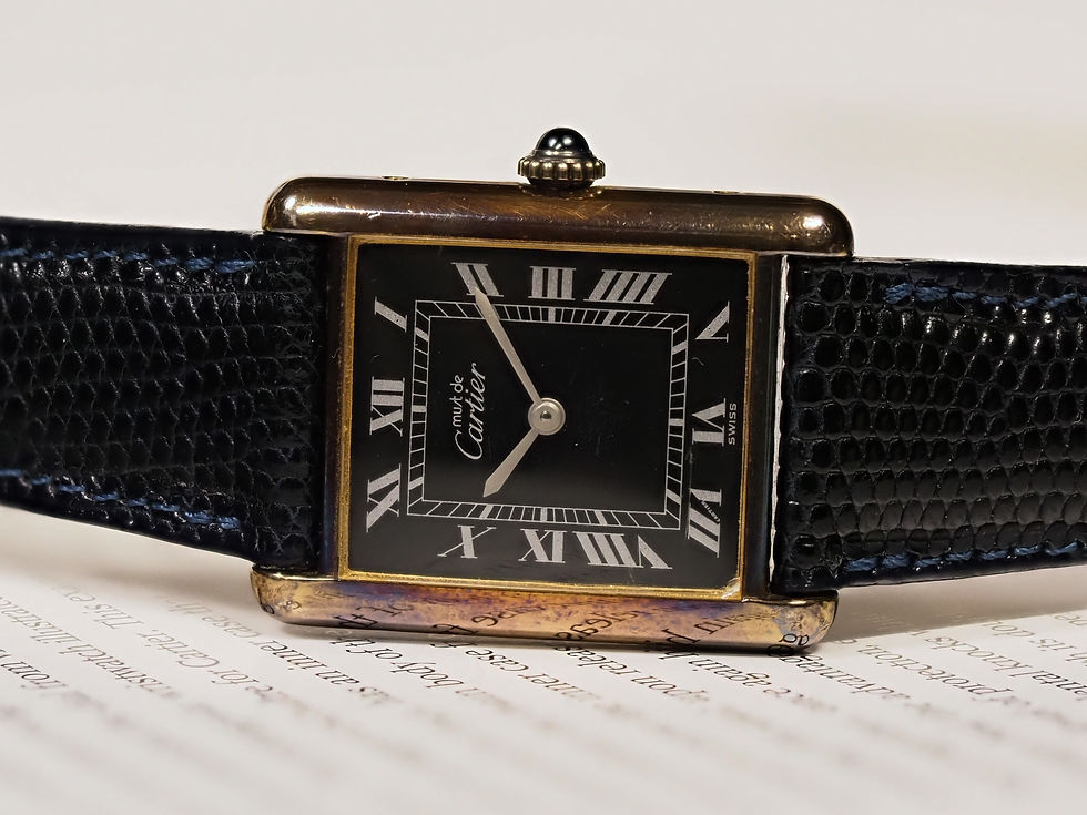 Thumbnail: Must de Cartier Tank Black Dial Manual Wind 23.5mm Purple Patina