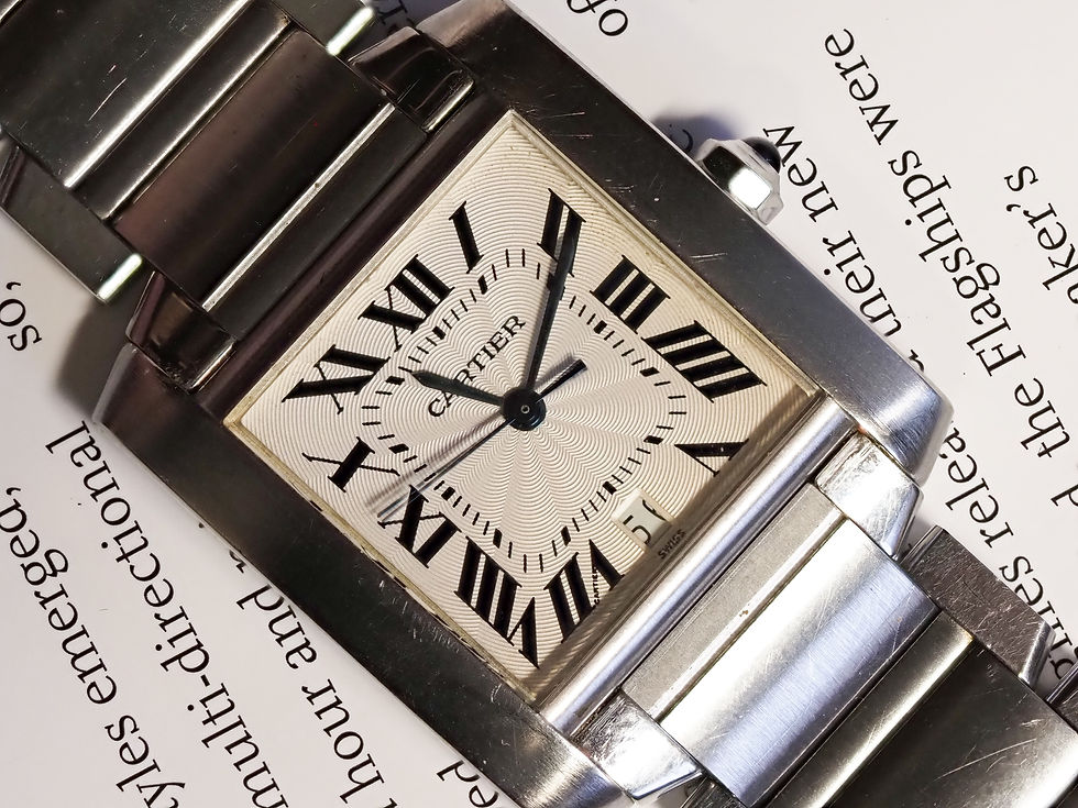 Thumbnail: Cartier Tank Française 2302 White Guilloche Roman Dial 28x32mm