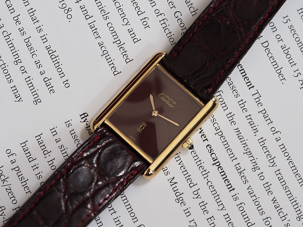 Thumbnail: Must de Cartier Tank Vermeil Quartz Burgundy Dial Serviced