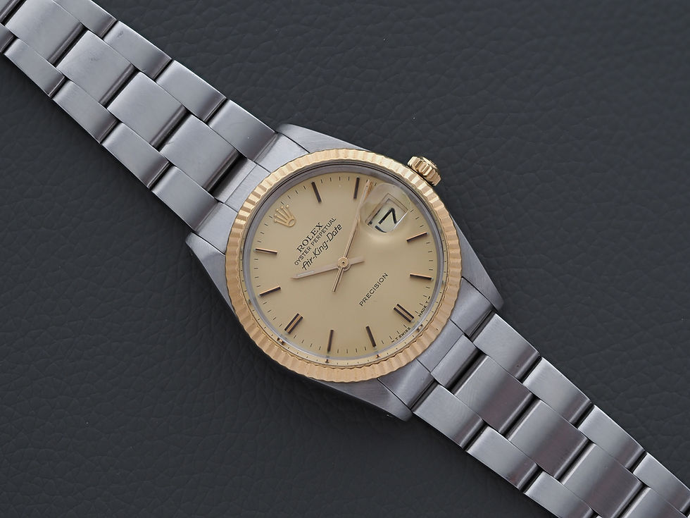 Miniature : Rolex Air-King Date 5701 Two Tone Champagne Dial 34.5mm 1987