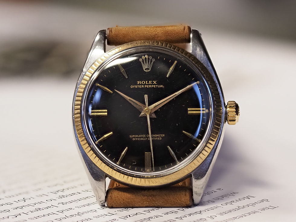 Miniature : Rolex Oyster Perpetual 1005 34mm Black Gilt Dial 1961