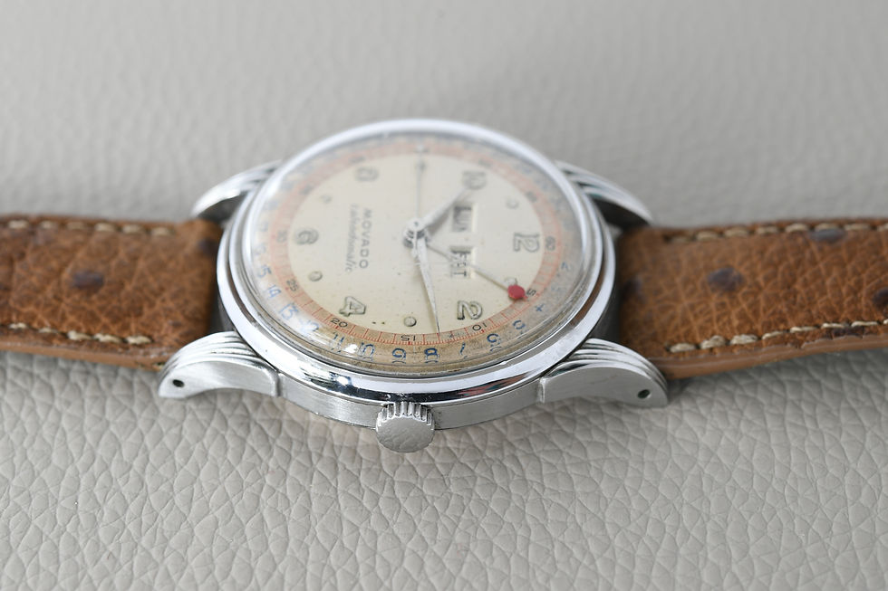 Thumbnail: Movado Calendomatic Stainless Steel Triple Date Bumper Automatic