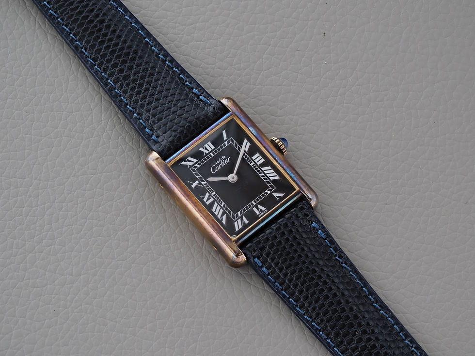 Thumbnail: Must de Cartier Tank Black Dial Manual Wind 23.5mm Purple Patina