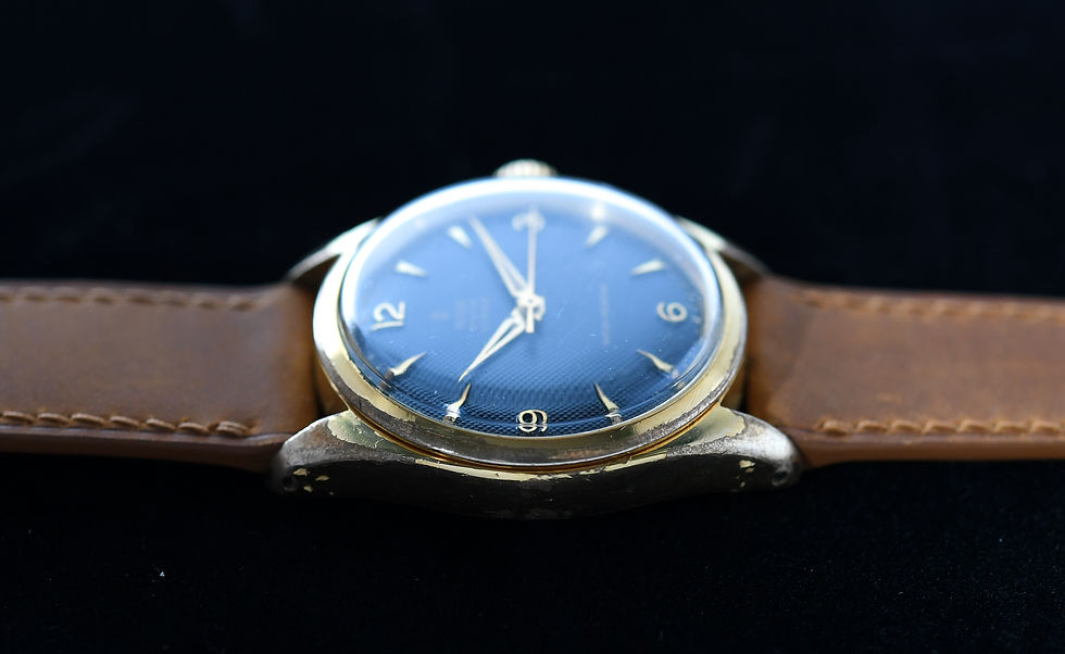 Thumbnail: Tudor Oyster Yorke 7904 Black Honeycomb Dial 1956 Gold Plated