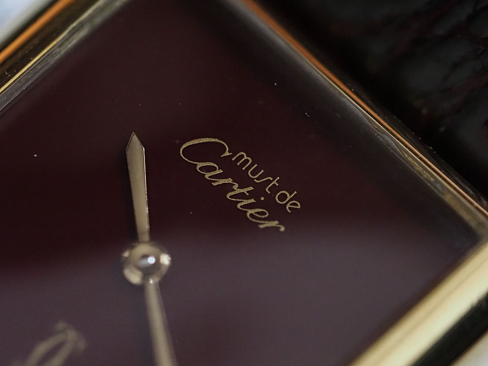 Thumbnail: Must de Cartier Tank Vermeil Quartz Burgundy Dial Serviced
