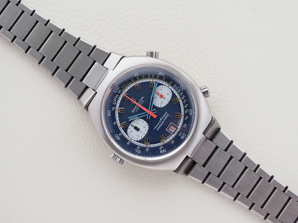 Miniature : Breitling Transocean Chrono-Matic 2129 Blue Dial Cal 12 Clean Dial