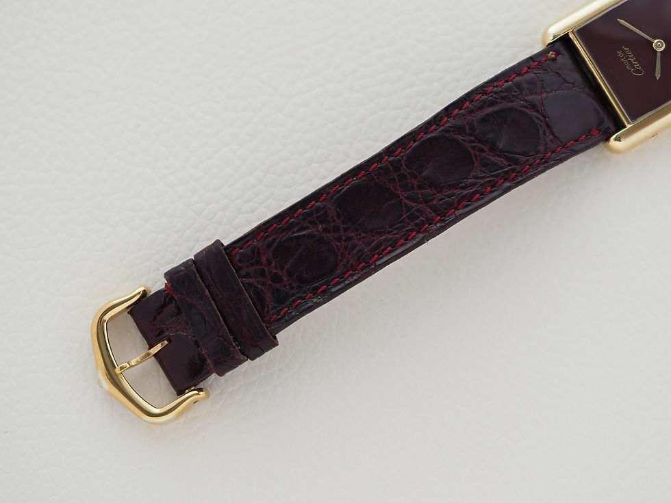 Thumbnail: Must de Cartier Tank Vermeil Quartz Burgundy Dial Serviced
