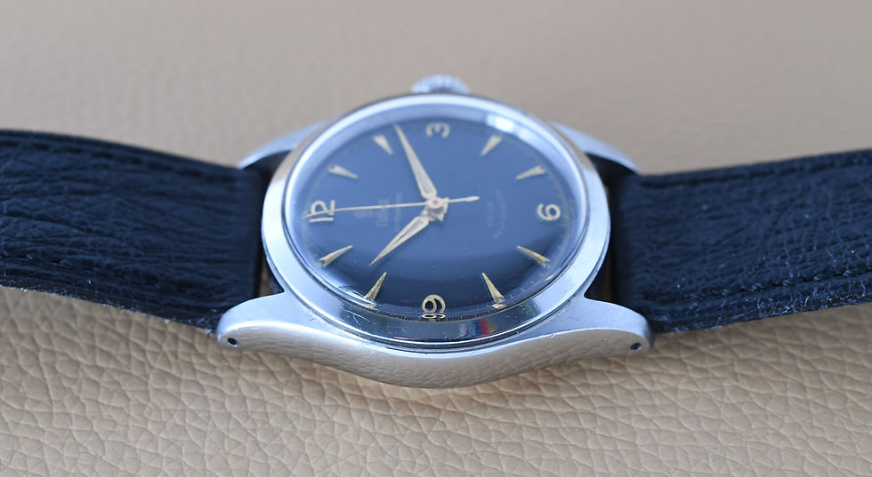 Miniature : Tudor 7909 Chrome Plated Cal 390 Black 3-6-9 Gilt Dial Extra Rare