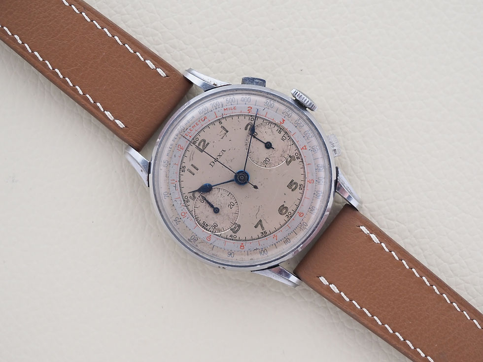 Miniature : Doxa Chronograph Jumbo 38mm Cream Dial Valjoux 22 1940's