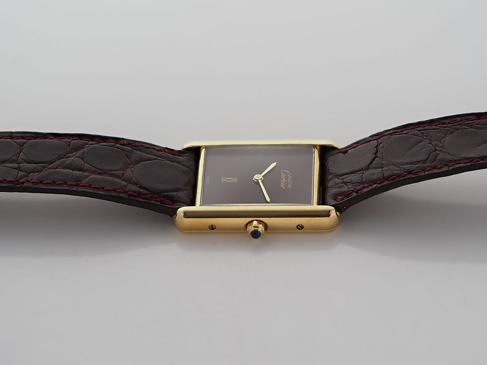 Thumbnail: Must de Cartier Tank Vermeil Quartz Burgundy Dial Serviced