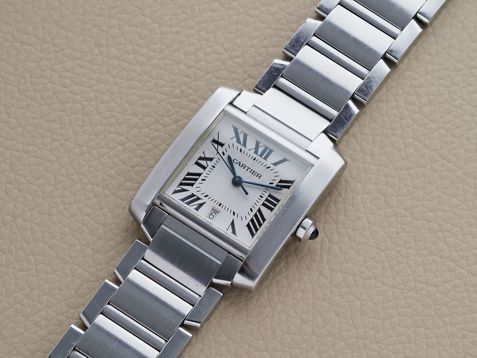 Thumbnail: Cartier Tank Française 2302 White Guilloche Roman Dial 28x32mm
