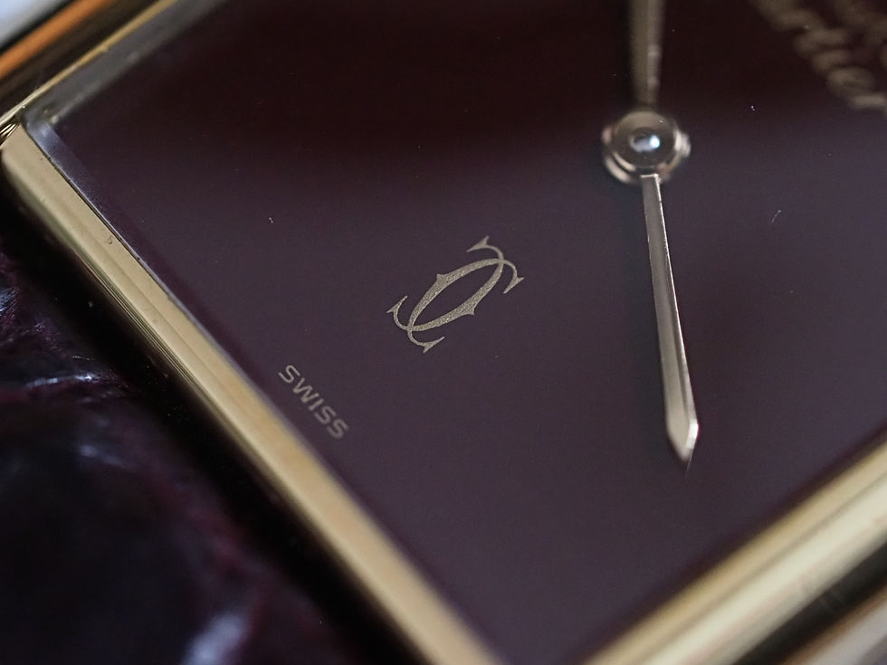 Thumbnail: Must de Cartier Tank Vermeil Quartz Burgundy Dial Serviced