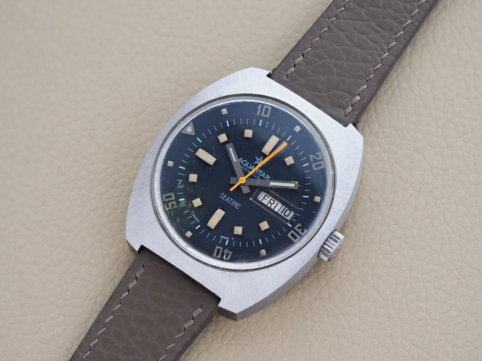 Miniature : Aquastar Seatime 1000 39.5mm Vintage Black Vibrant Patina Dial