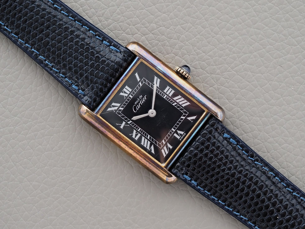 Thumbnail: Must de Cartier Tank Black Dial Manual Wind 23.5mm Purple Patina