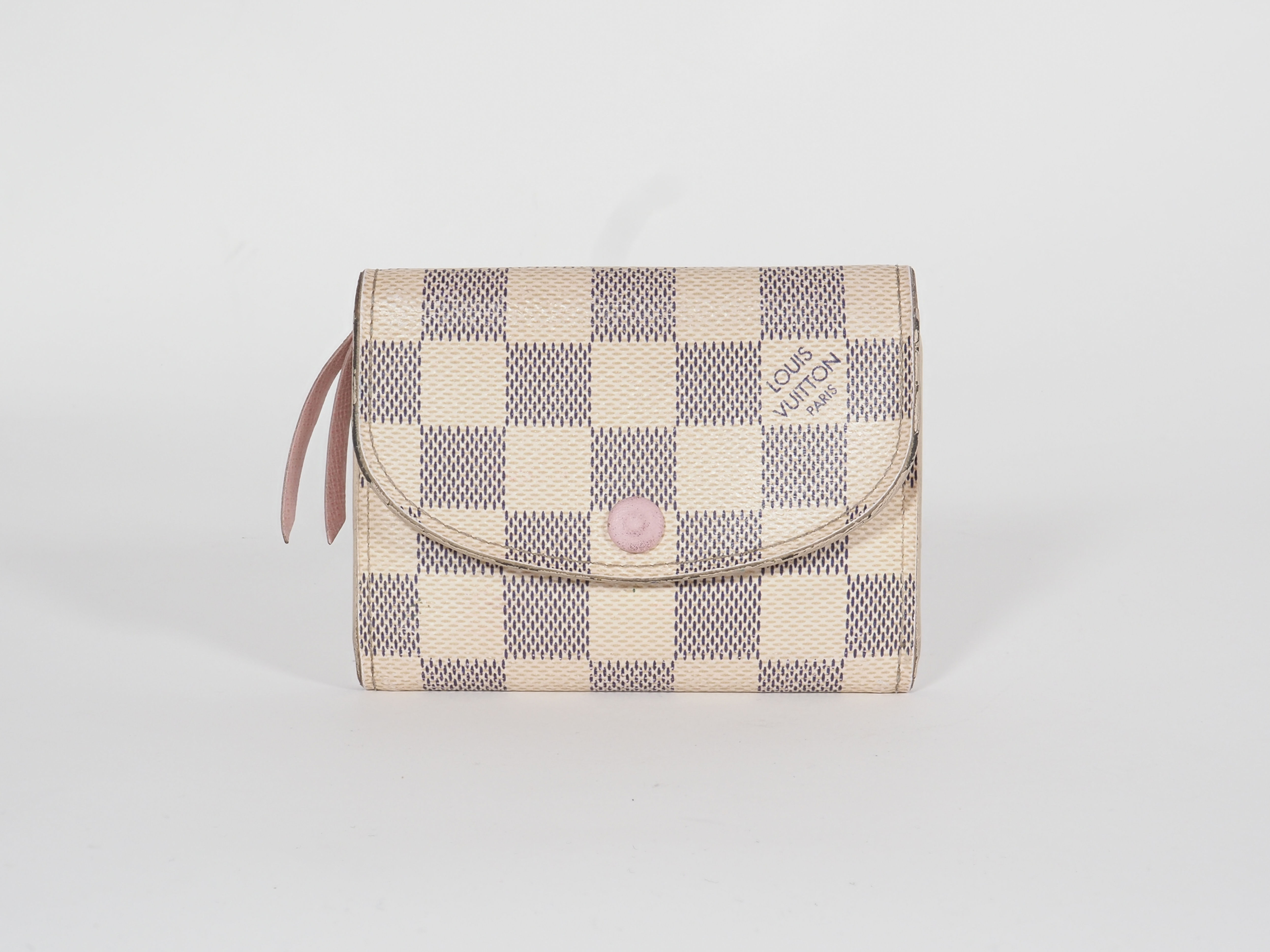 Louis Vuitton Rosalie Coin Purse Damier Azur Canvas Pink Interior