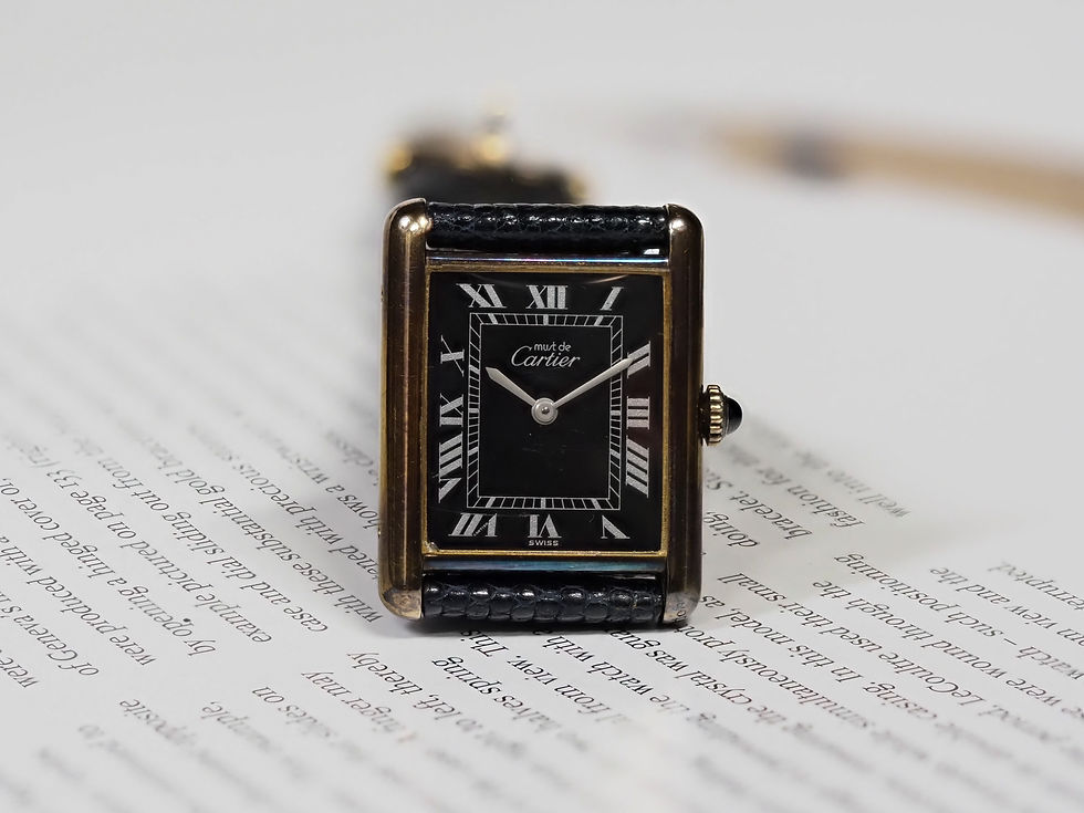 Thumbnail: Must de Cartier Tank Black Dial Manual Wind 23.5mm Purple Patina