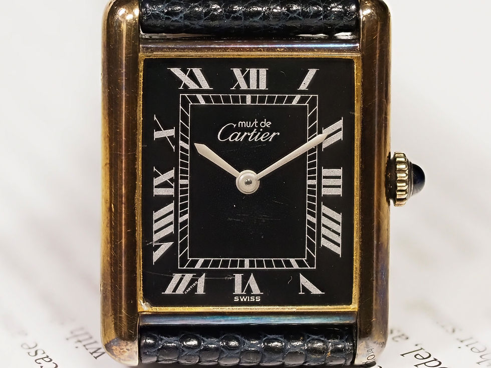 Thumbnail: Must de Cartier Tank Black Dial Manual Wind 23.5mm Purple Patina