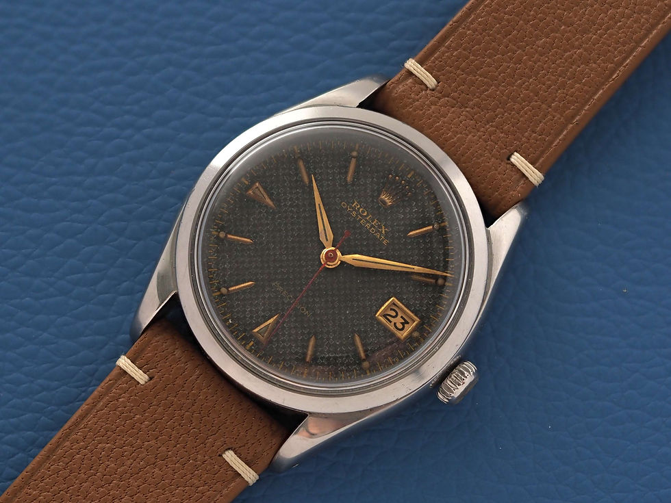 Miniature : Rolex Oysterdate 6294 Basket weave Black-Green Dial 1953