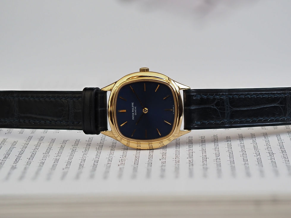 Miniature : Patek Philippe Classic Cushion 4216/1 Blue Dial 27mm 1978 /w Papers