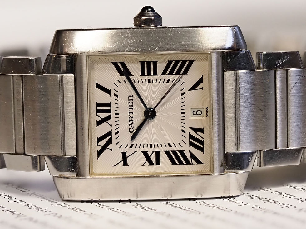 Thumbnail: Cartier Tank Française 2302 White Guilloche Roman Dial 28x32mm