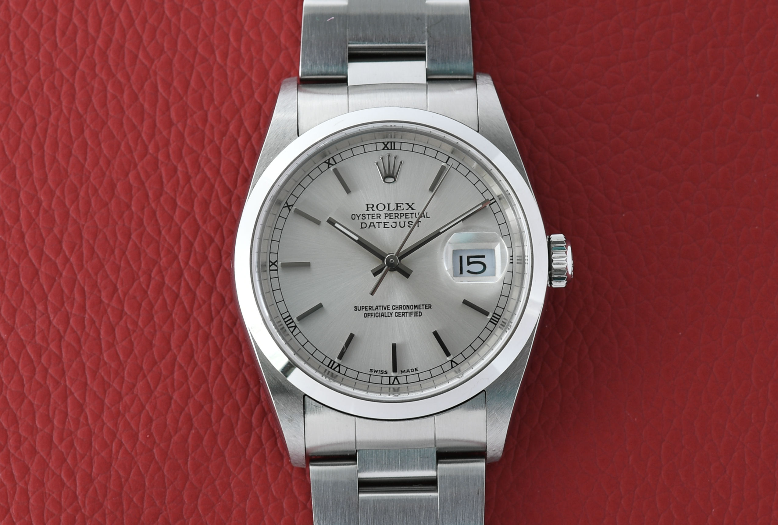 Rolex Datejust 16200 Silver Stick Dial 2005 Stickered Very Clean!
