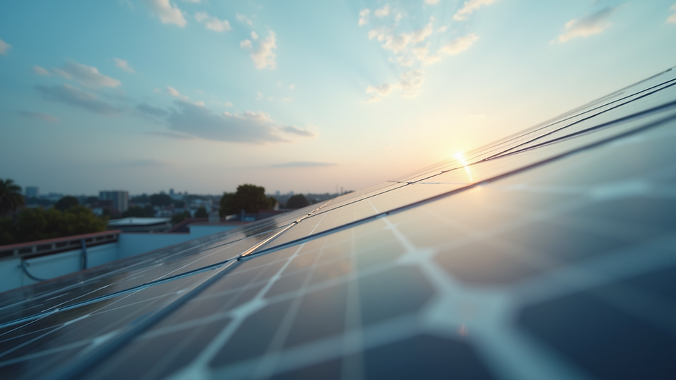 Eye-level view of a solar panel installation on a rooftop
