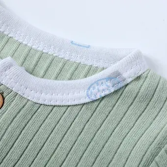 Thumbnail: Baby Ribbed Jumpsuit Romper with Knot Cap