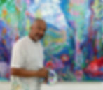 DmitriWright with his Shepherds Pass 'solstitium'  (summer solstice) 62x48 Oil on Canvas 2