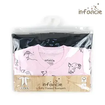 Thumbnail: 2 in a pack Footed Babygrowers - Black Pink