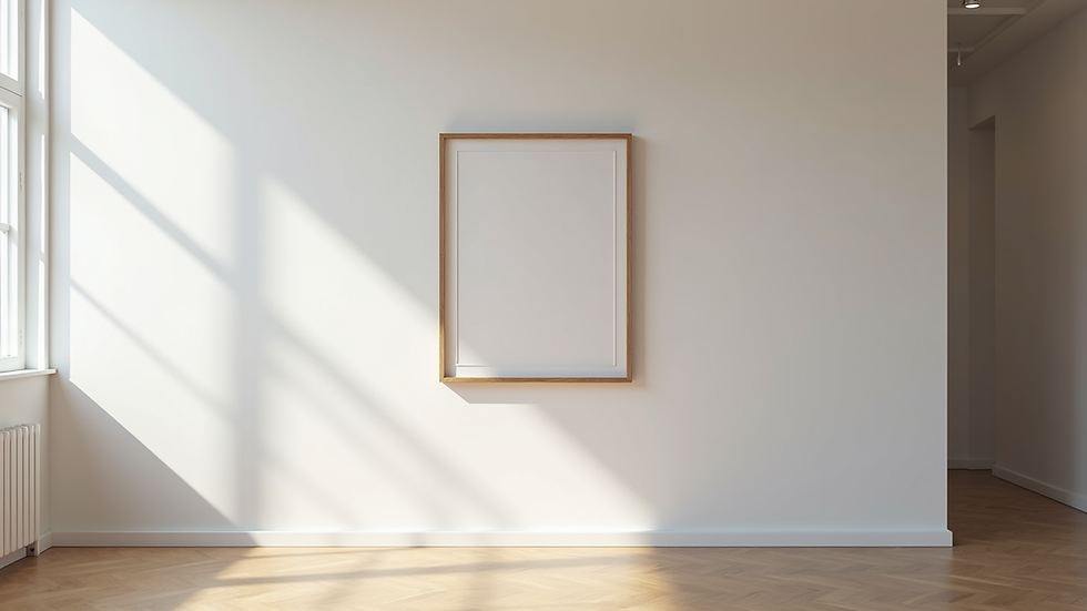 Eye-level view of a framed limited edition print hanging on a gallery wall