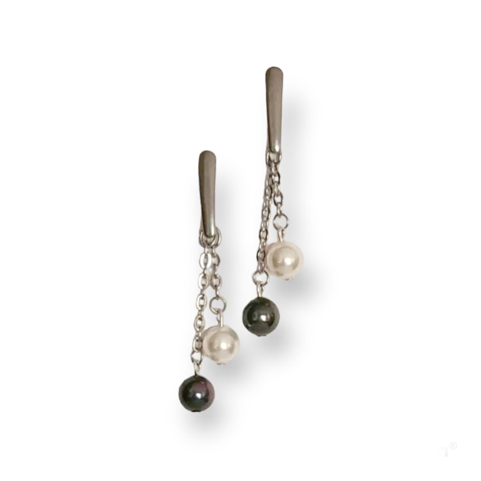 Stainless Steel and Pearl Earrings