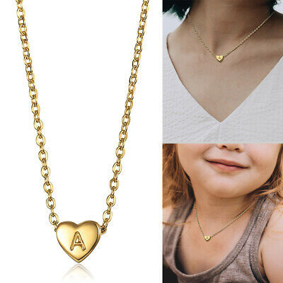 Thumbnail: Small Heart Initial Pendant Necklace