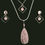 Thumbnail: Stainless Steel Double Layered Rose Quartz Necklace with matching Earrings