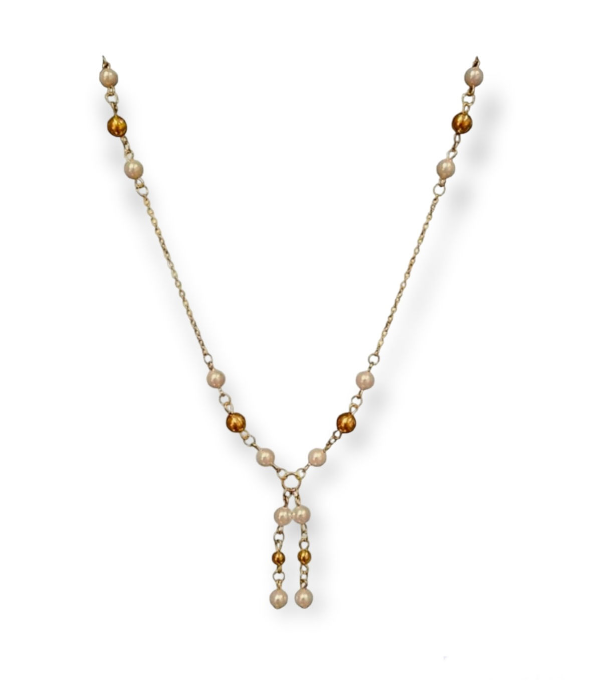 Gold Stainless Steel and Shell Pearl Necklace