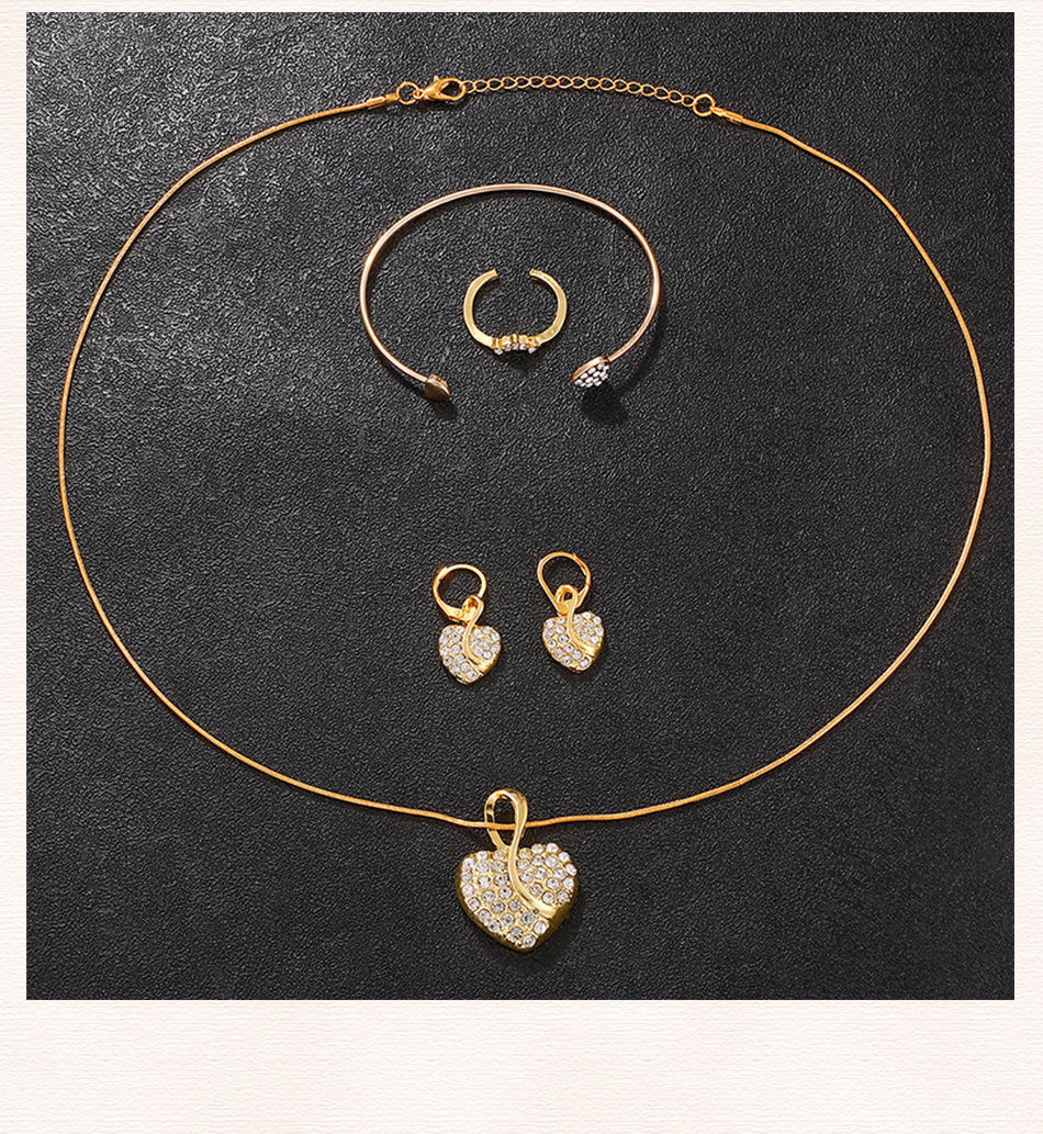 Thumbnail: Women's Quartz Watch Gold Luxury Women Ring Necklace Earring Rhinestone Fashion 