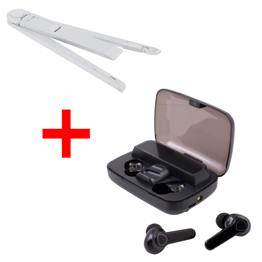Tablet bundle - aluminum stand and Earbuds