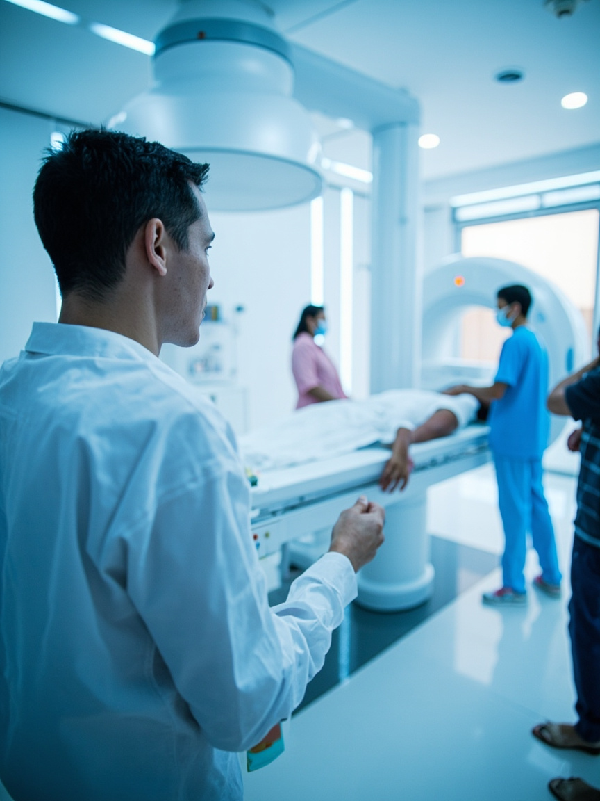 Acelerador linear em sala de radioterapia