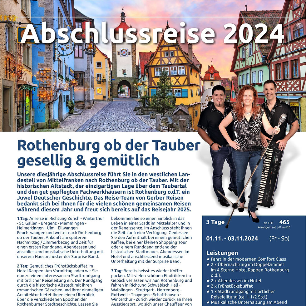 Gerber Reisen Abschlussreise nach Rothenburg ob der Tauber