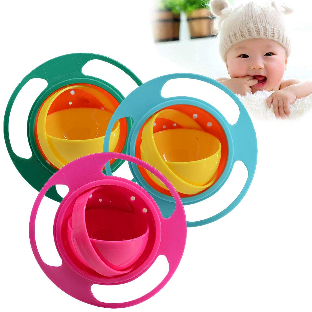 Gyro Bowl 360 Dgree Rotation Spill Resistant Gyroscopic Bowl with Lid