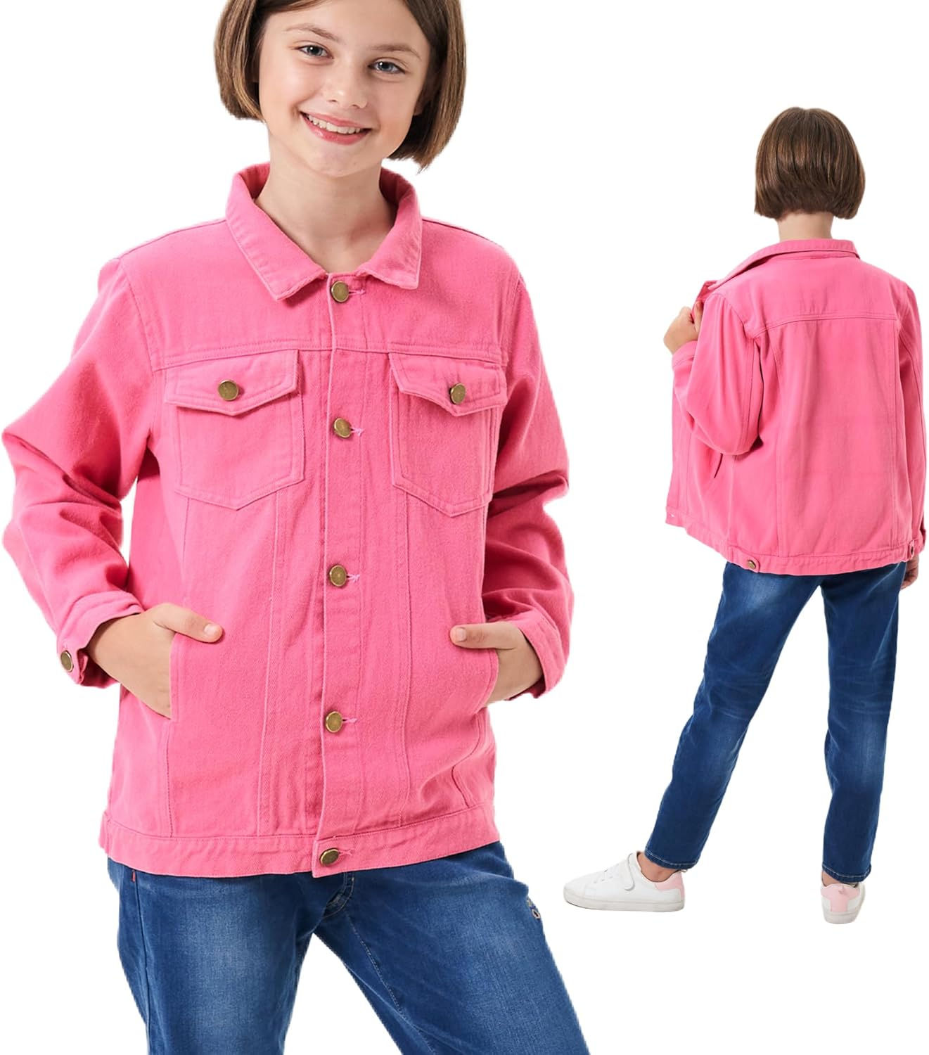 Kids Girls Basic Denim Jacket Classic Coats Jeans Tops