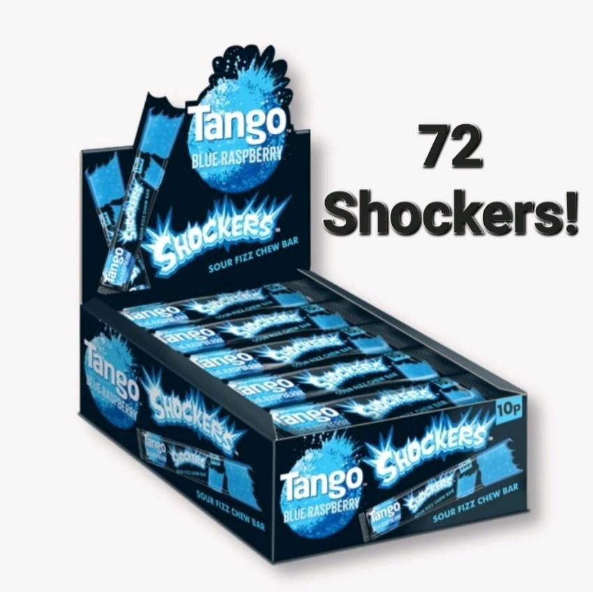 Tango Blue Raspberry Shockers Fizzy Chew Bars 72x