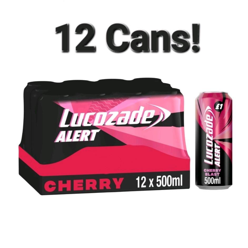 12 cans Lucozade Alert Cherry 500ml