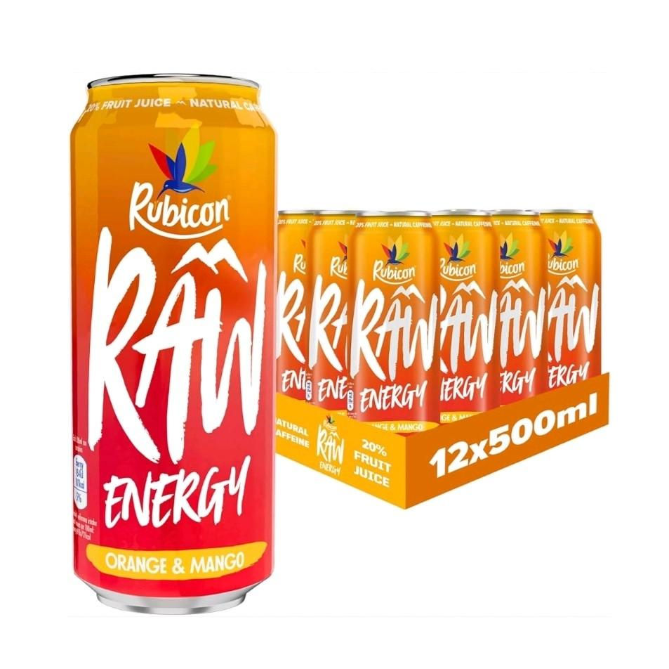 Rubicon Raw Energy Orange & Mango - 12 x 500ml