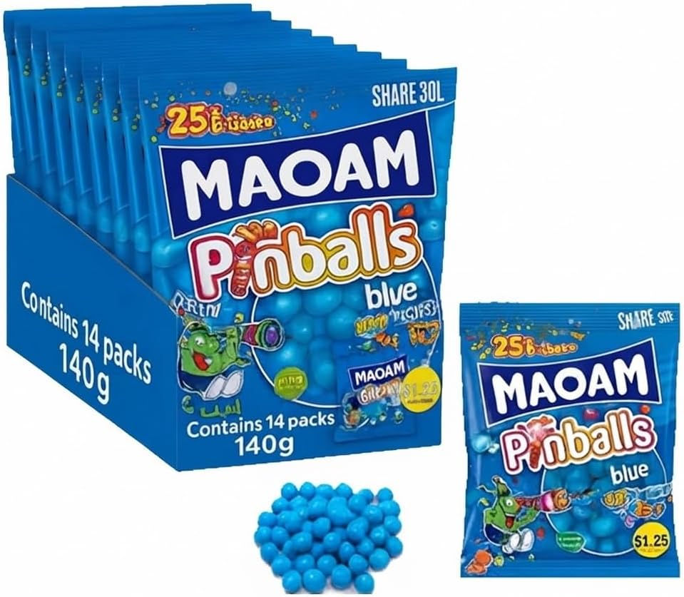 Thumbnail: MAOAM Blue Pinballs Chewy Sweets - 14 x 140g Packs
